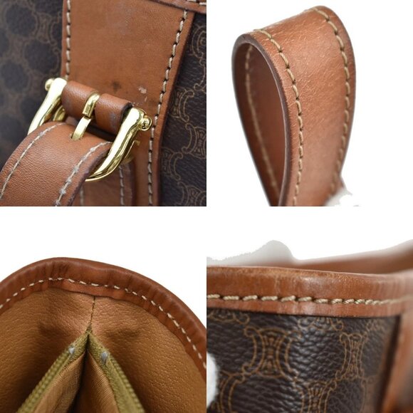 CELINE Logo Macadam Pattern Shoulder Tote Bag PVC Leather Brown GHW 62KB209 - Picture 9 of 15